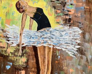 Ballerina 46 x 34  framed oil on canvas original by Keith Rathbun price $2,500