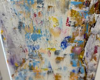 Lady in shower  14 x 26 in white frame original oil on canvas by Keith Rathbun Price $3,000