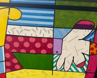 Keith  Rathbun  has copied the hug from Romero Brito 79 inches wide by 31 inches high. Done on cavas with oil and framed.  Price $6,000.