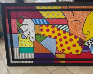 Keith  Rathbun  has copied the hug from Romero Brito 79 inches wide by 31 inches high. Done on cavas with oil and framed.  Price $6,000.