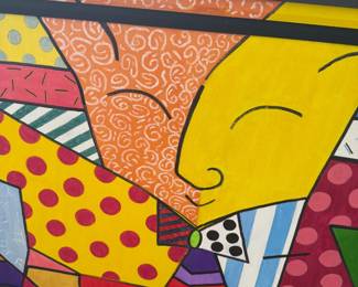 Keith  Rathbun  has copied the hug from Romero Brito 79 inches wide by 31 inches high. Done on cavas with oil and framed.  Price $6,000.