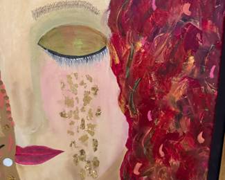 Side view Art with gold leaf 23-1/2 x 23-1/2 inches .  Original oil on canvas Keith Rathbun price $3,000.