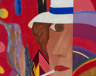 oil on canvas lady with a cigarette original by Keith Rathbun size 40 x 30  price $4,500