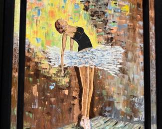 Ballerina 46 x 34  framed oil on canvas original by Keith Rathbun price $2,500