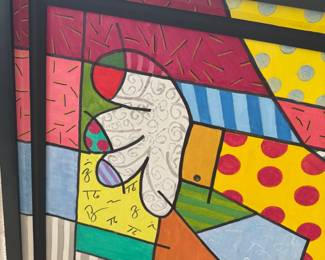 Keith  Rathbun  has copied the hug from Romero Brito 79 inches wide by 31 inches high. Done on cavas with oil and framed.  Price $6,000.