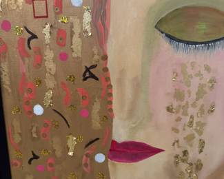 Side view Art with gold leaf 23-1/2 x 23-1/2 inches .  Original oil on canvas Keith Rathbun price $3,000.