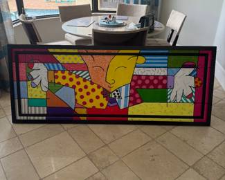 Keith  Rathbun  has copied the hug from Romero Brito 79 inches wide by 31 inches high. Done on cavas with oil and framed.  Price $6,000.
