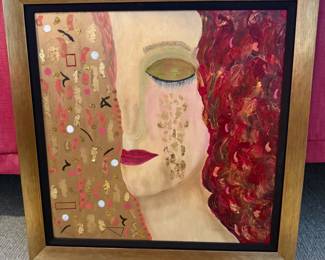 Side view Art with gold leaf 23-1/2 x 23-1/2 inches .  Original oil on canvas Keith Rathbun price $3,000.