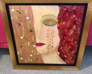 Side view Art with gold leaf 23-1/2 x 23-1/2 inches .  Original oil on canvas Keith Rathbun price $3,000.