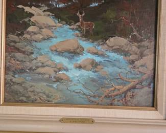 Painting by Peter Brunger "Mountain Rapids" c. 1980s - 11 x 14"