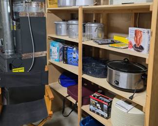 Canvas & Wood Directors Chair; Tote Bags; Enviracaire Hepa Air Cleaner with Filter in Box; Crock Pot; Enamel Roaster; Aluminum Pots; Blender and much much more
