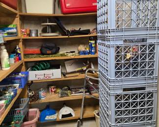 Ice Chests & Coolers; Handicap Walker; Storage Crates and assorted household supplies and equipment