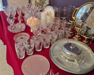 Kroger, Fenton, Lead & Cut Crystal; MC Relish Tray; Glass & Mirrored Trays and much more