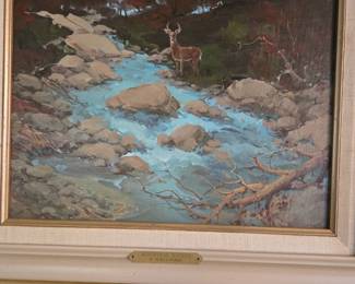 Peter K. Brunger "Mountain Rapids" Painting, c. 1980's - Matted & Framed