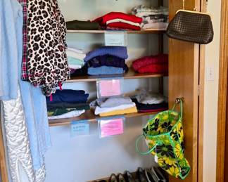 Women's Clothing (Size 16 / Large) & Accessories: Shoes; Slippers, Boots, Purses; Hangers, Nightgowns, etc.