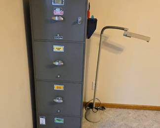 4-Drawer Metal File Cabinet; Pole Task Lamp