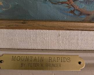 Peter K. Brunger "Mountain Rapids" Painting, c. 1980's - Matted & Framed