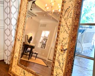 $350 Wonderful hand painted beveled mirror, VERY heavy. 48L x 62H