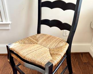 $1200/set of 8. ($150/each) Oversized Dining Chairs with Rush Seats - 2 Arm Chairs, 6 chairs 21.5 x21x43 (one chair needs a lower spindle glued)