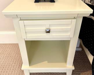 $50/each. 2 Avail. Off-white, one drawer nightstand, 18L x 16W x 24H.