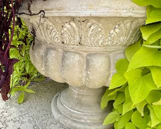 Beautiful outdoor planters with florals of differing sizes, ranging in price from $30-$50. Come in person to see the variety!