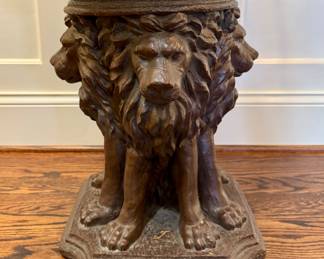 $300 Close up image of the lion planter.