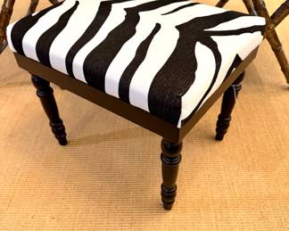$70 Zebra print upholstered ottoman, 22L x 17W x 17H