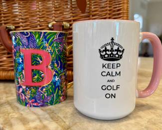 ($12 Lilly Pulitzer “B” mug). ($6 Golf mug)