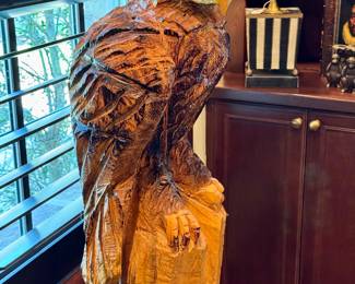 $300 - Hand-sculpted Wooden Eagle. Approx. 53 inches tall.