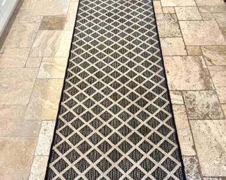 $50 Black and white geometric patterned runner, approx, 2 x 8