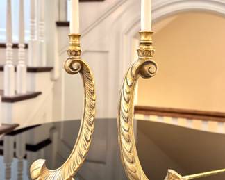 $150 - (pair) Hollywood Regency Candle Holders. Approx. 18 inches tall