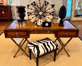 $250 - Campaign-style Writing Desk (PRICED As Is - damage middle top> Inquire for image of damage) 60x28x31