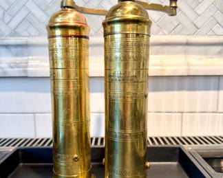 $40/each- Brass pepper mills, 10 inches tall.