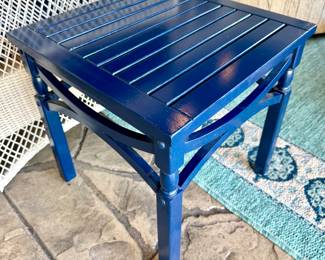 $60/each - TWO avail. Cobalt Blue Wooden Side Table 18 x 18 x 18.5