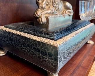 $20 Decorative lion box, as is but can be fixed. Lion is loose.