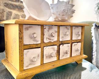 $50 Pottery Barn yellow and white apothecary box. 17L x 8W x 9H
