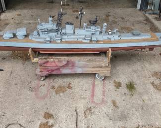 Radio controlled WW2 Cruiser, 6 1/2 ft long, controlled included. Great for a restoration or mancave.  $200