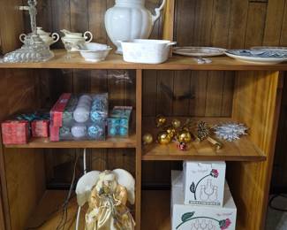 Porcelain items, Christmas ornaments, flower vases