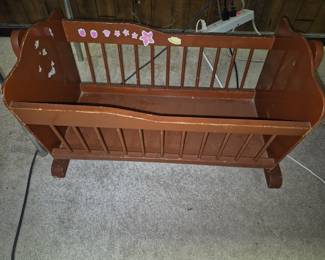Antique toy baby crib