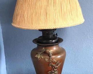 Copper Toned Lamp W Brass Detail