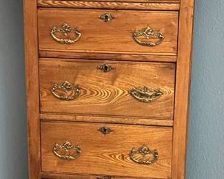 Tall Wooden Chest Of 5 Drawers