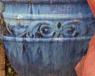 Tall Blue Glazed Pot