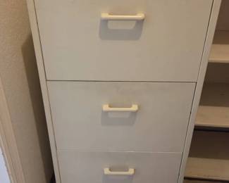 White File Cabinet W Wood Tone