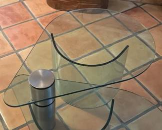 Modern Adjustable Aluminum Glass Sofa Table