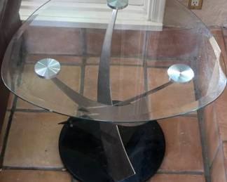 Modern Glass Silver Side Table
