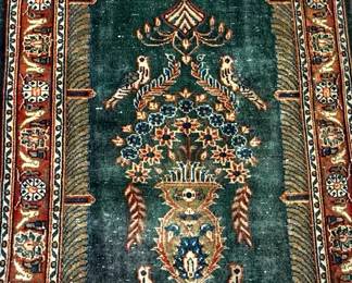 Teals Birds Vase Persian Rug