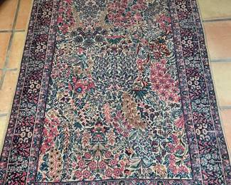 Deep Blue Pink Floral Oriental 4x6 Rug
