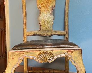 Wood Leather Accent Chair