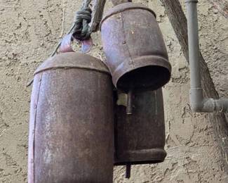 3 Rusted Dome Bells On Rope