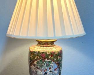 Green Floral Asian Lamp